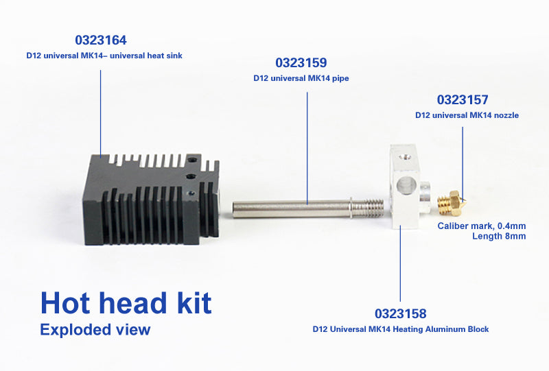 D12 Hot End Hot Head MK-14